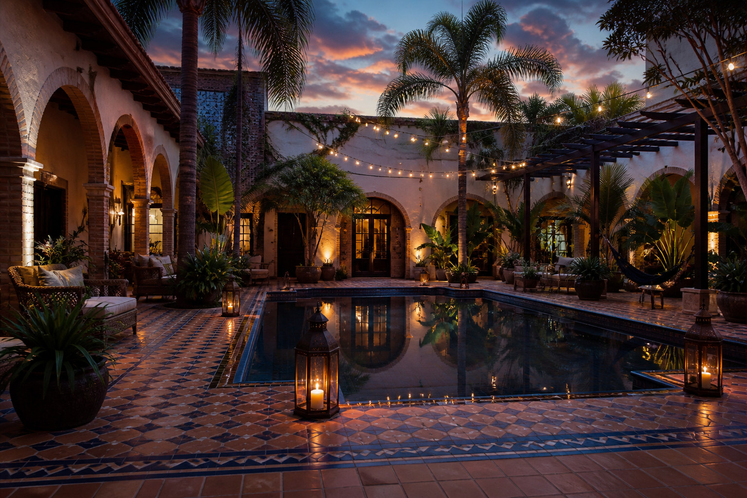 Patio al anochecer